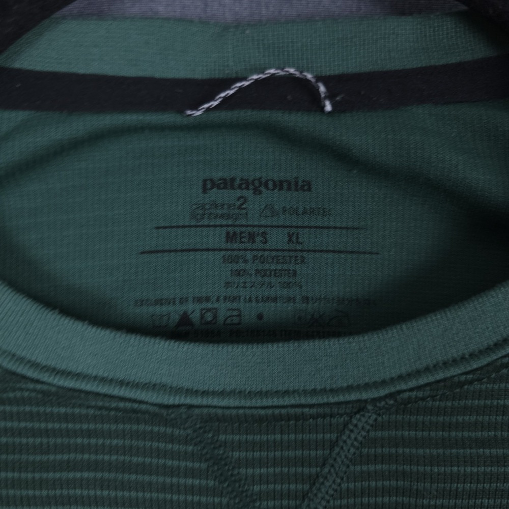 Patagonia Capilene 2 Lightweight Baselayer Mens XL Green Striped Polartec Crew - Picture 3 of 8